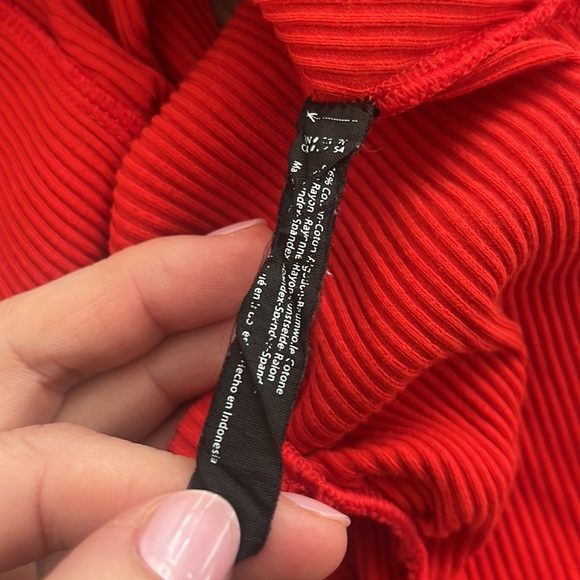 Urban Outfitters Out From Under Vera Ruched Ribbed Bodysuit in Red - Picture 5 of 7